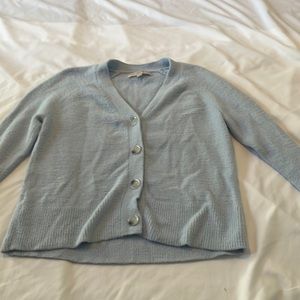 Loft Light Blue Cardigan. Buttons Open